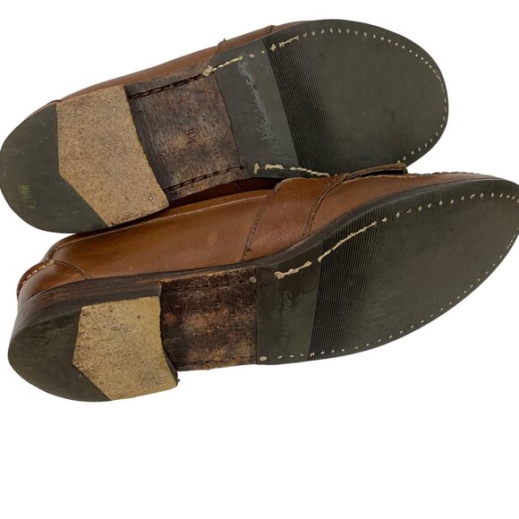 L.L. Bean Brown Leather Fringe Loafers Goodyear Bottoms Slip On Shoes Mens 9.5D main image 8